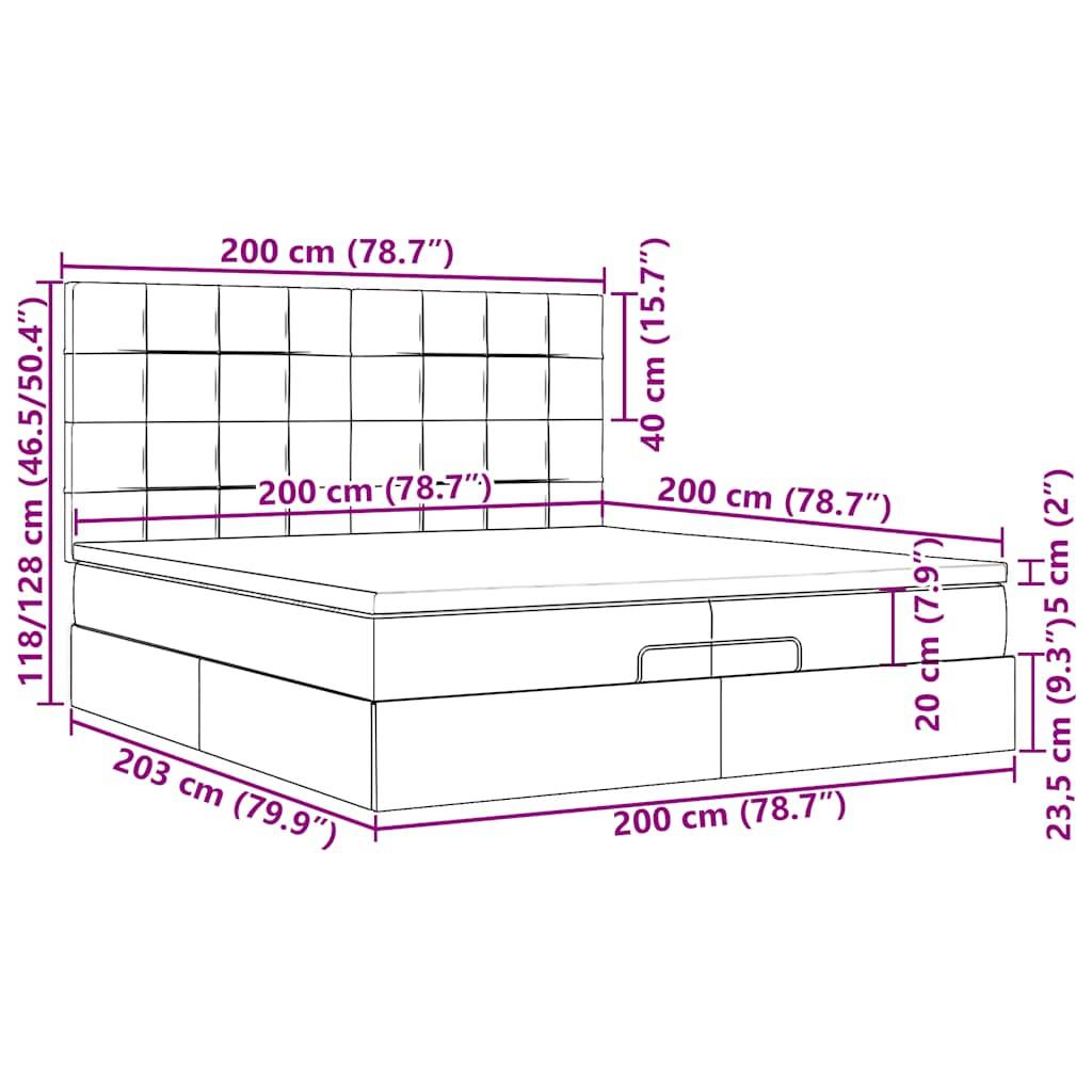 vidaXL Ottoman-Bett mit Matratze & LEDs Dunkelbraun 100x200 cm Stoff