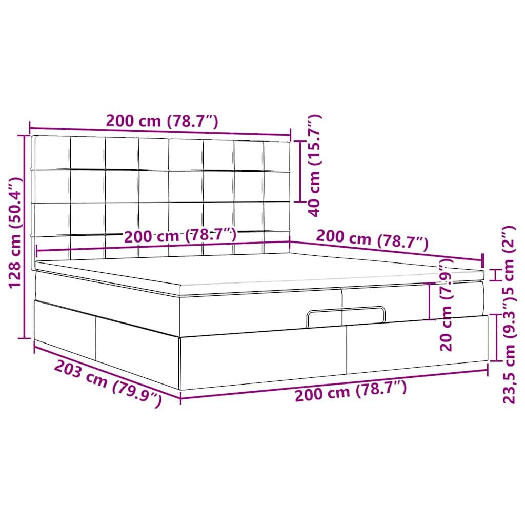 vidaXL Ottoman-Bett mit Matratzen Creme 200x200 cm Stoff