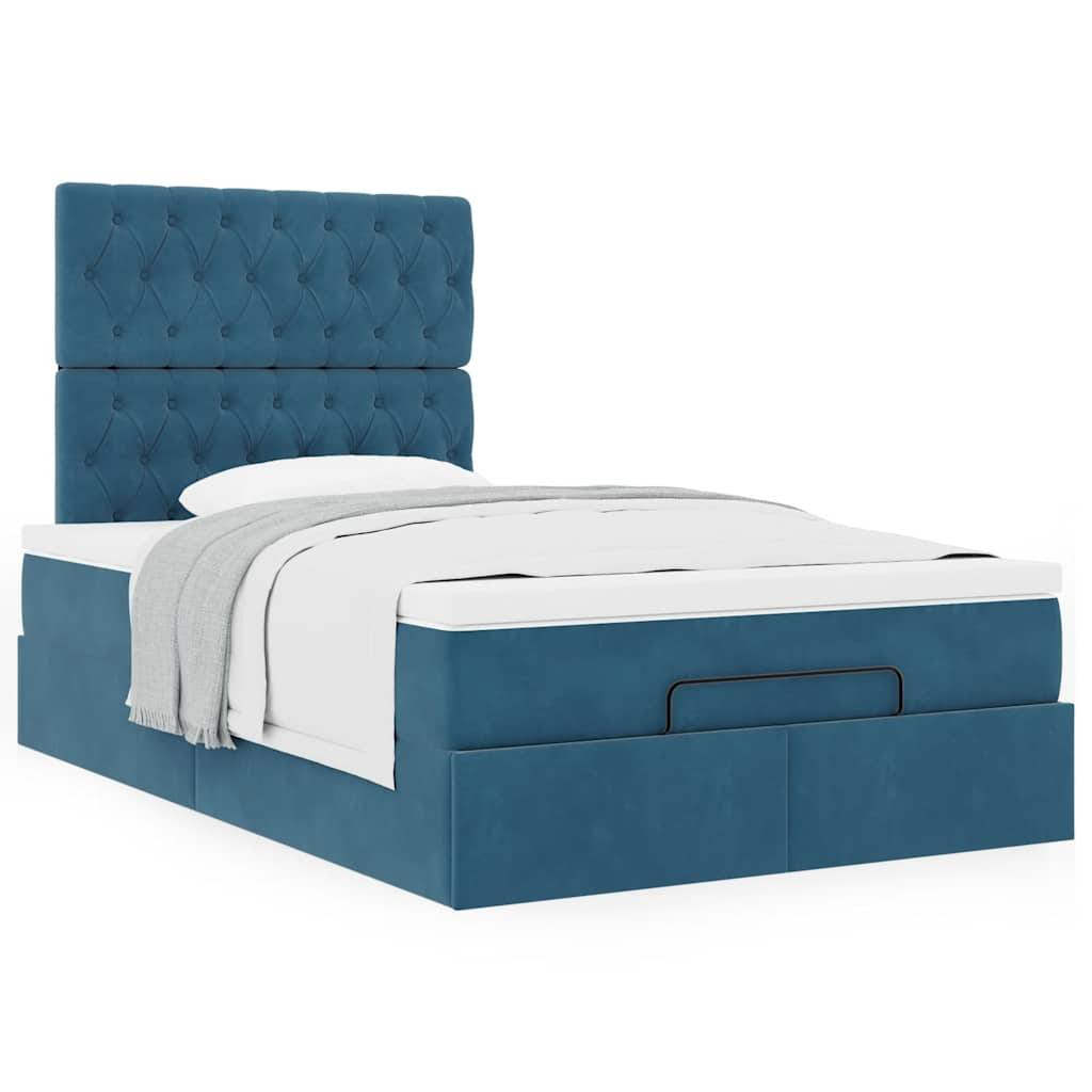 vidaXL Ottoman-Bett mit Matratzen Dunkelblau 120x200 cm Samt