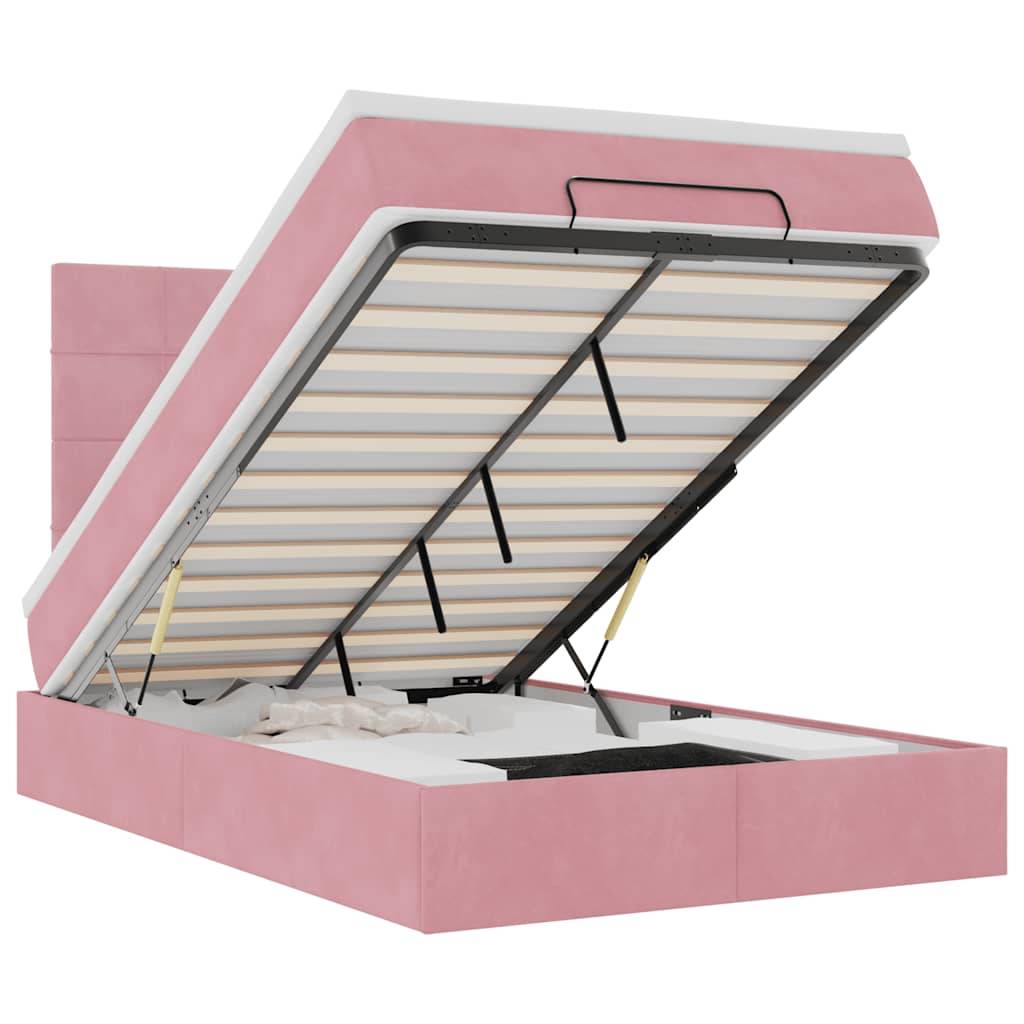 vidaXL Ottoman-Bett mit Matratzen & LEDs Rosa 120x190 cm Samt