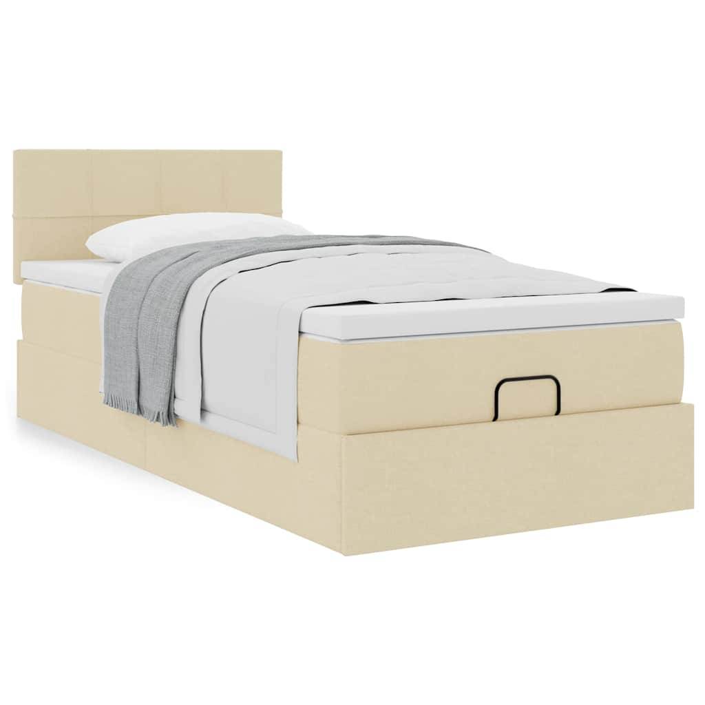 vidaXL Ottoman-Bett mit Matratze & LEDs Creme 100x200 cm Stoff