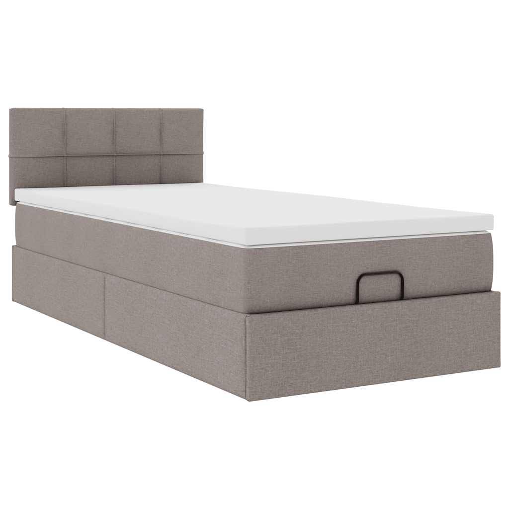 vidaXL Ottoman-Bett mit Matratze Taupe 90x200 cm Stoff