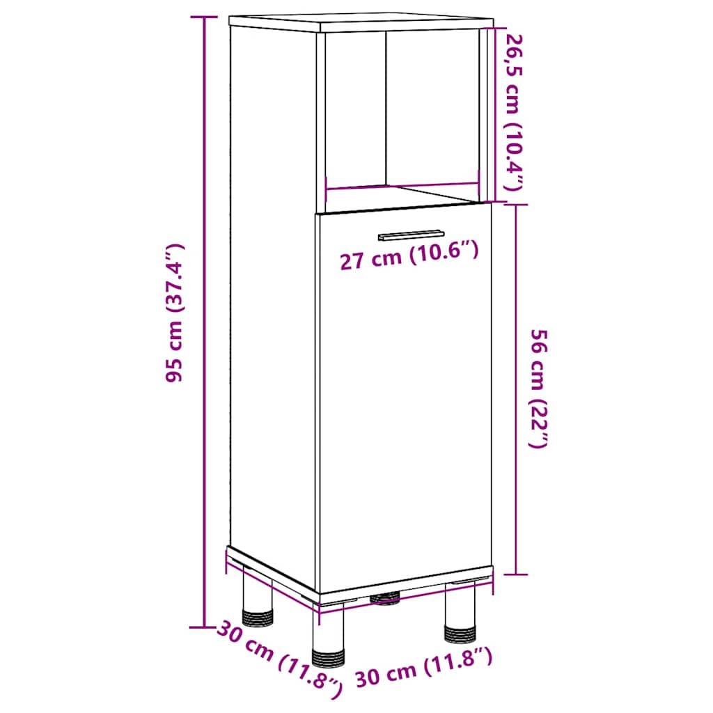 vidaXL Badschrank Altholz-Optik 30x30x95 cm Holzwerkstoff