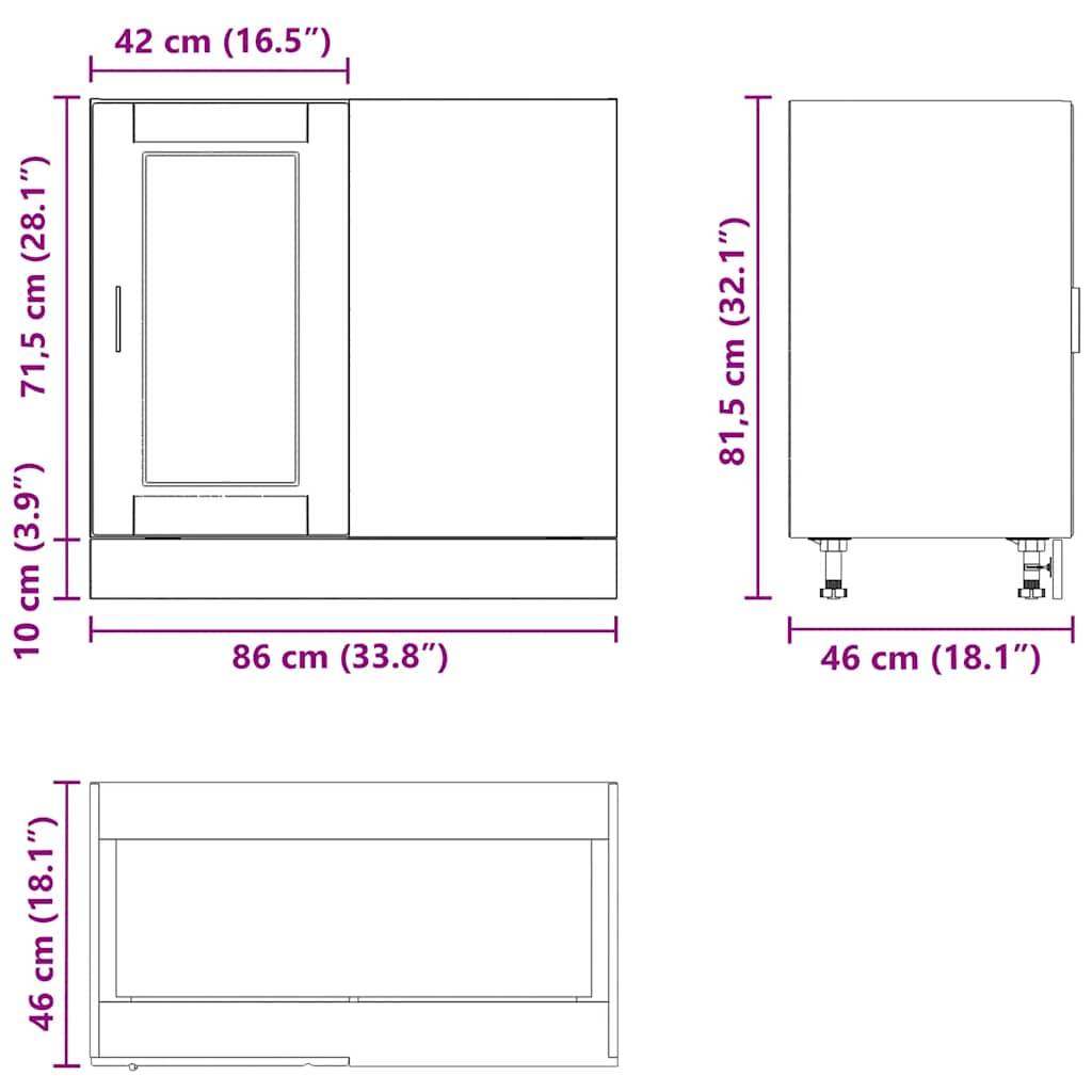vidaXL Küchenunterschrank Porto Altholz-Optik Holzwerkstoff