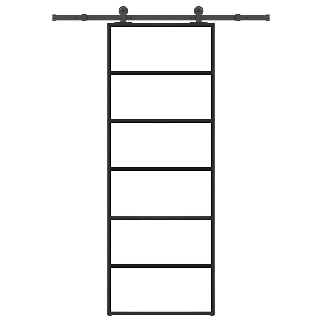 vidaXL Schiebetür mit Beschlag 76x205 cm ESG-Glas & Aluminium