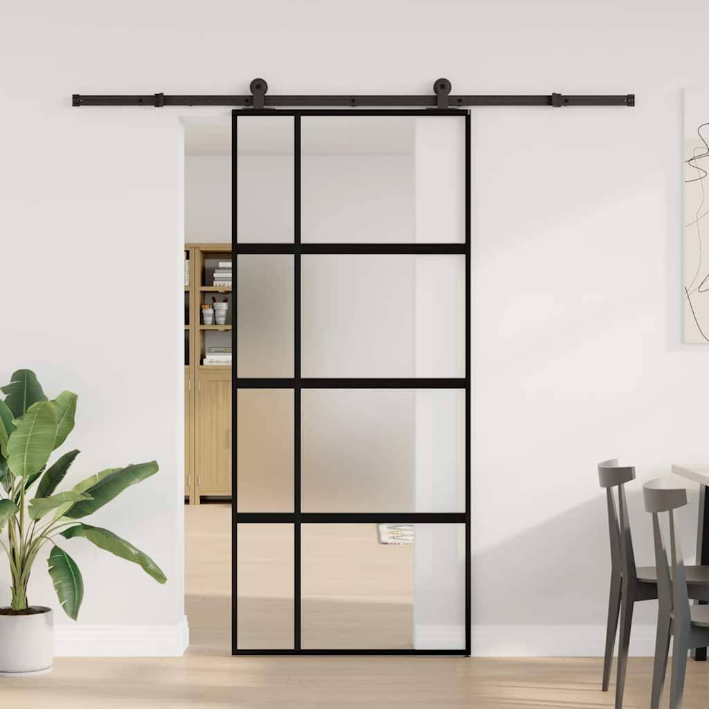 vidaXL Schiebetür mit Beschlag 90x205 cm Hartglas und Aluminium