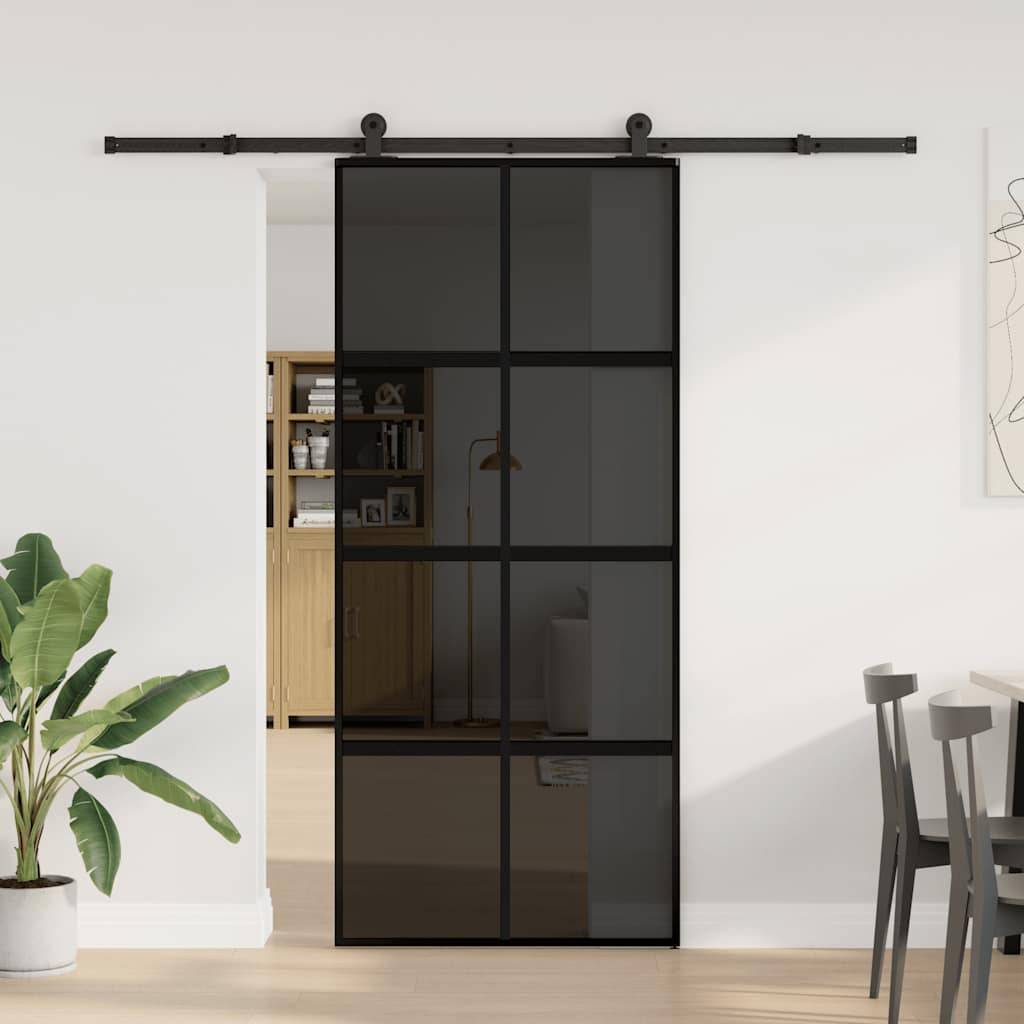 vidaXL Schiebetür mit Beschlag 90x205 cm Hartglas und Aluminium