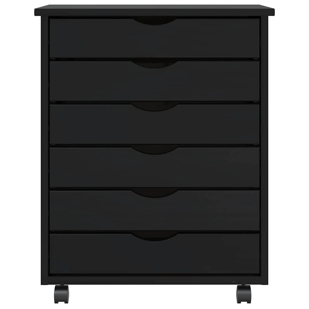 vidaXL Rollschrank mit Schubladen MOSS Schwarz Massivholz Kiefer