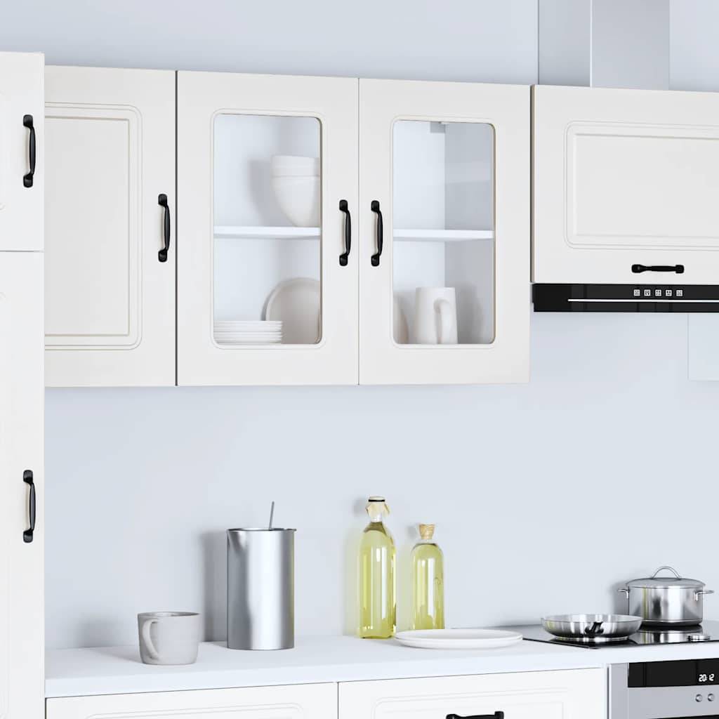 vidaXL Küchen-Hängeschrank mit Glastür Kalmar Weiß Holzwerkstoff