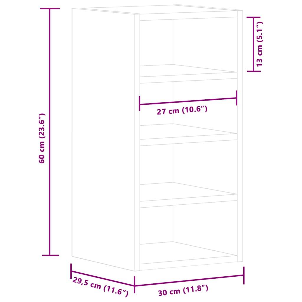 vidaXL Hängeschrank Riga Grau Sonoma 30x29,5x60 cm Holzwerkstoff
