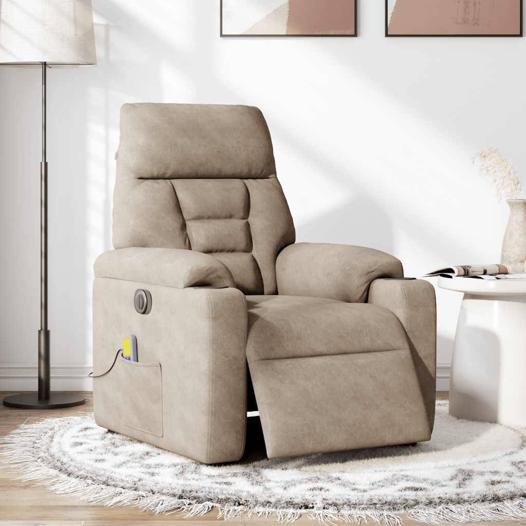 vidaXL Massagesessel Elektrisch Taupe Mikrofasergewebe