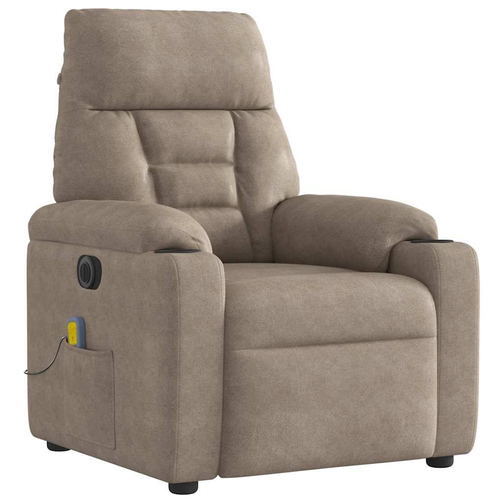 vidaXL Massagesessel Elektrisch Taupe Mikrofasergewebe