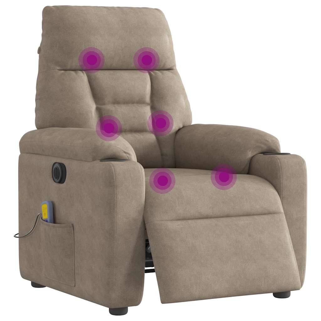 vidaXL Massagesessel Elektrisch Taupe Mikrofasergewebe