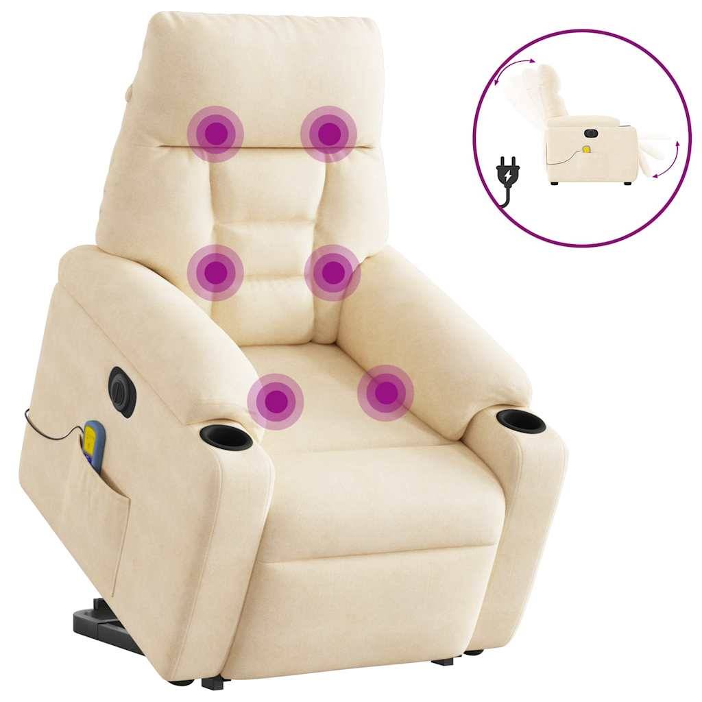 vidaXL Massagesessel Aufstehhilfe Elektrisch Beige Mikrofasergewebe