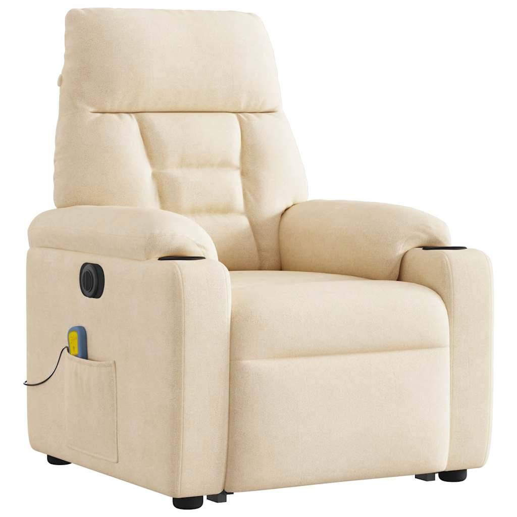 vidaXL Massagesessel Aufstehhilfe Elektrisch Beige Mikrofasergewebe