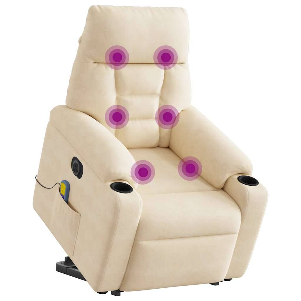 vidaXL Massagesessel Aufstehhilfe Elektrisch Beige Mikrofasergewebe