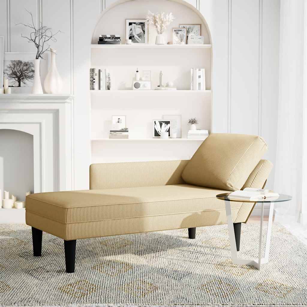 vidaXL Chaiselongue mit Kissen Graugrün Cordstoff