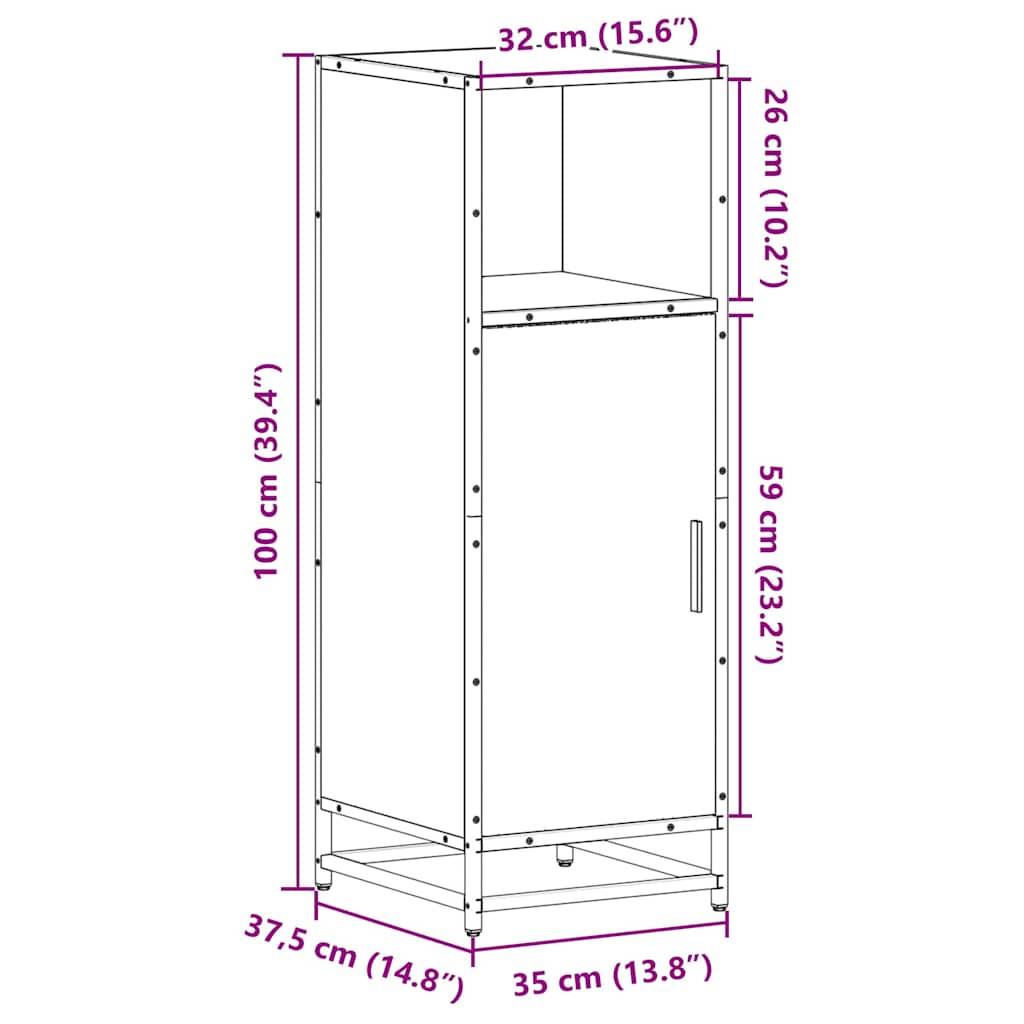 vidaXL Badschrank Räuchereiche 35x37,5x100 cm Holzwerkstoff