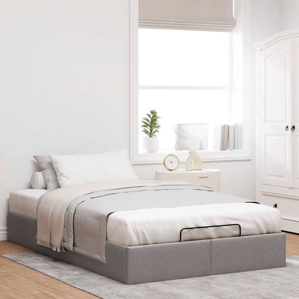 vidaXL Ottoman-Bett ohne Matratze Taupe 120x190 cm Stoff