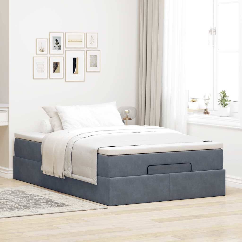 vidaXL Ottoman-Bett mit Matratze Dunkelgrau 120x200 cm Samt