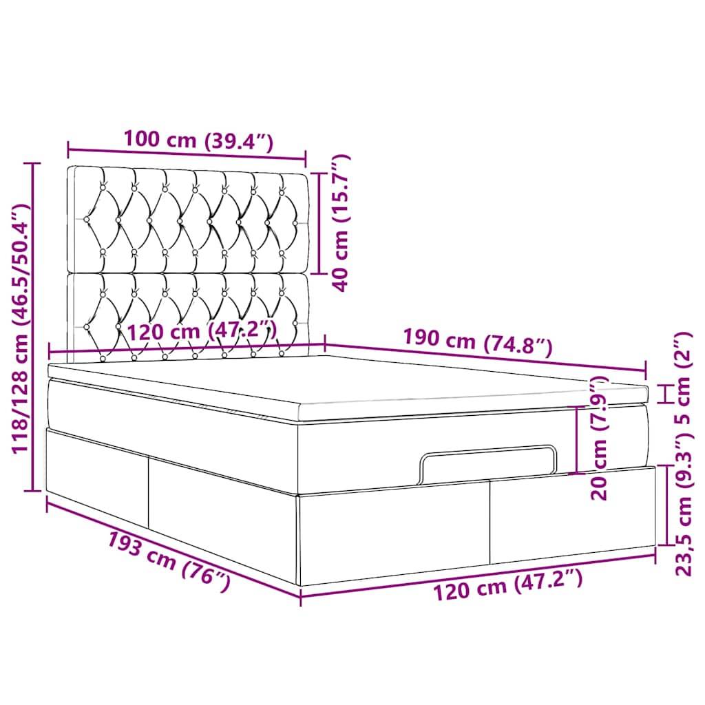 vidaXL Ottoman-Bett mit Matratze Taupe 120x190 cm Stoff