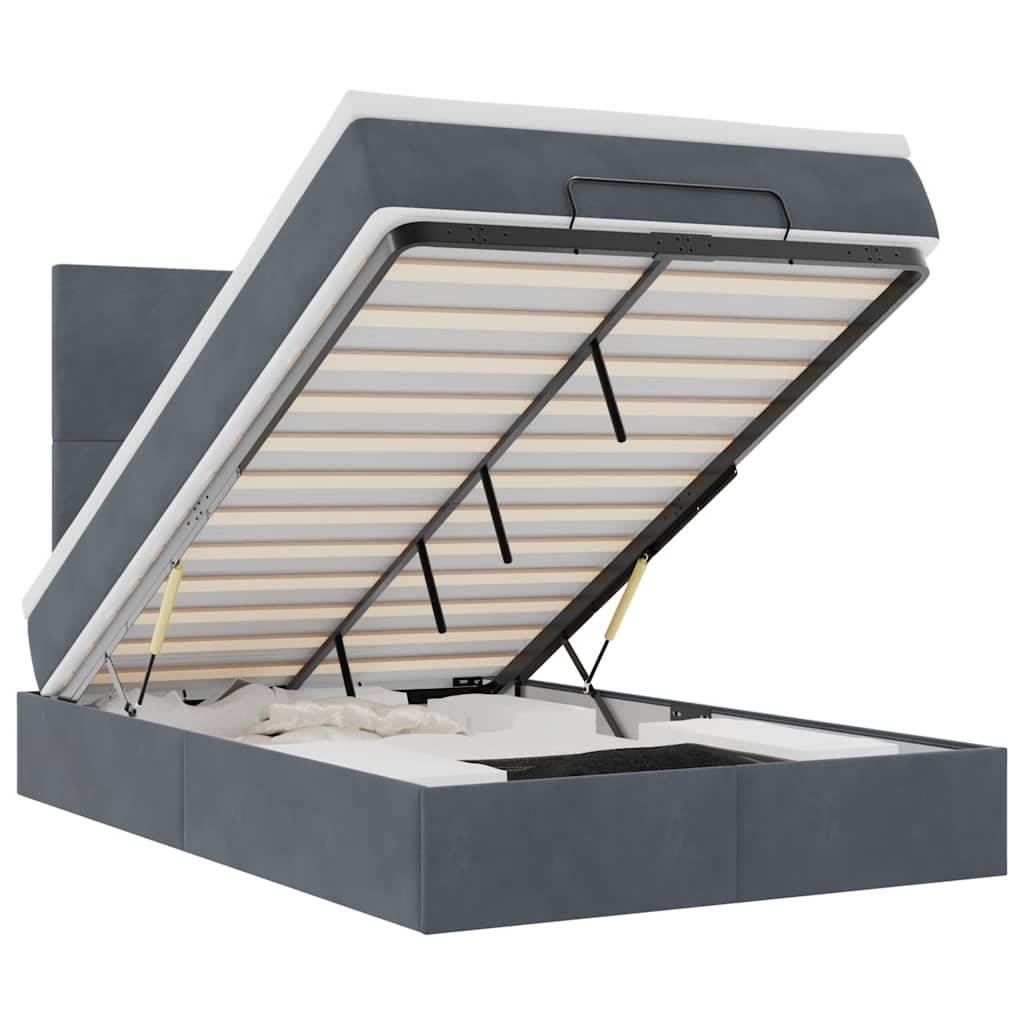 vidaXL Ottoman-Bett mit Matratzen & LEDs Dunkelgrau 120x200 cm Samt