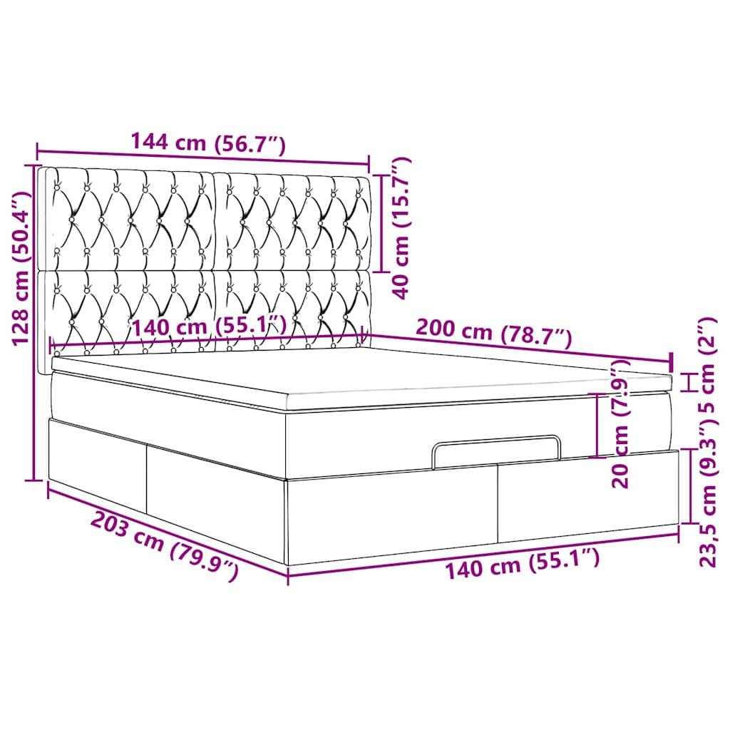 vidaXL Ottoman-Bett mit Matratzen & LEDs Schwarz 140x200 cm Samt