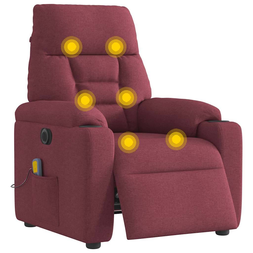 vidaXL Massagesessel Elektrisch Weinrot Stoff