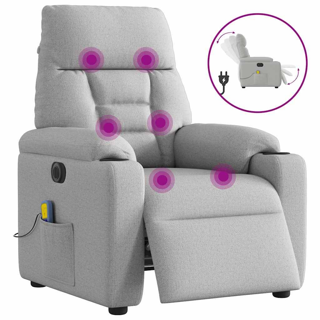 vidaXL Massagesessel Elektrisch Wolkengrau Stoff