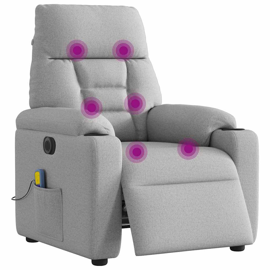 vidaXL Massagesessel Elektrisch Wolkengrau Stoff