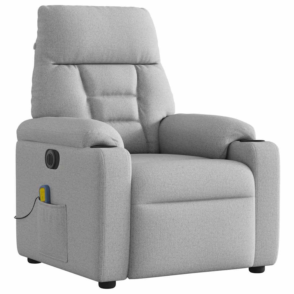vidaXL Massagesessel Elektrisch Wolkengrau Stoff