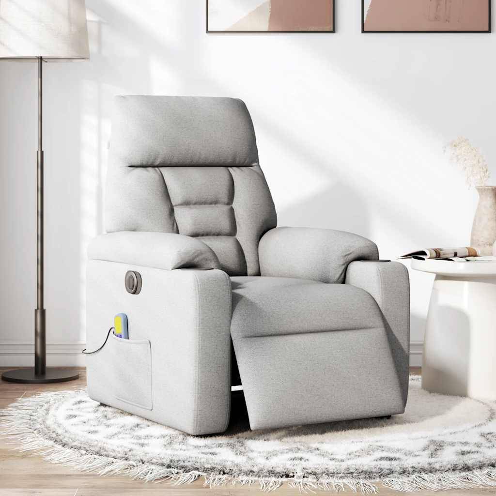 vidaXL Massagesessel Elektrisch Wolkengrau Stoff