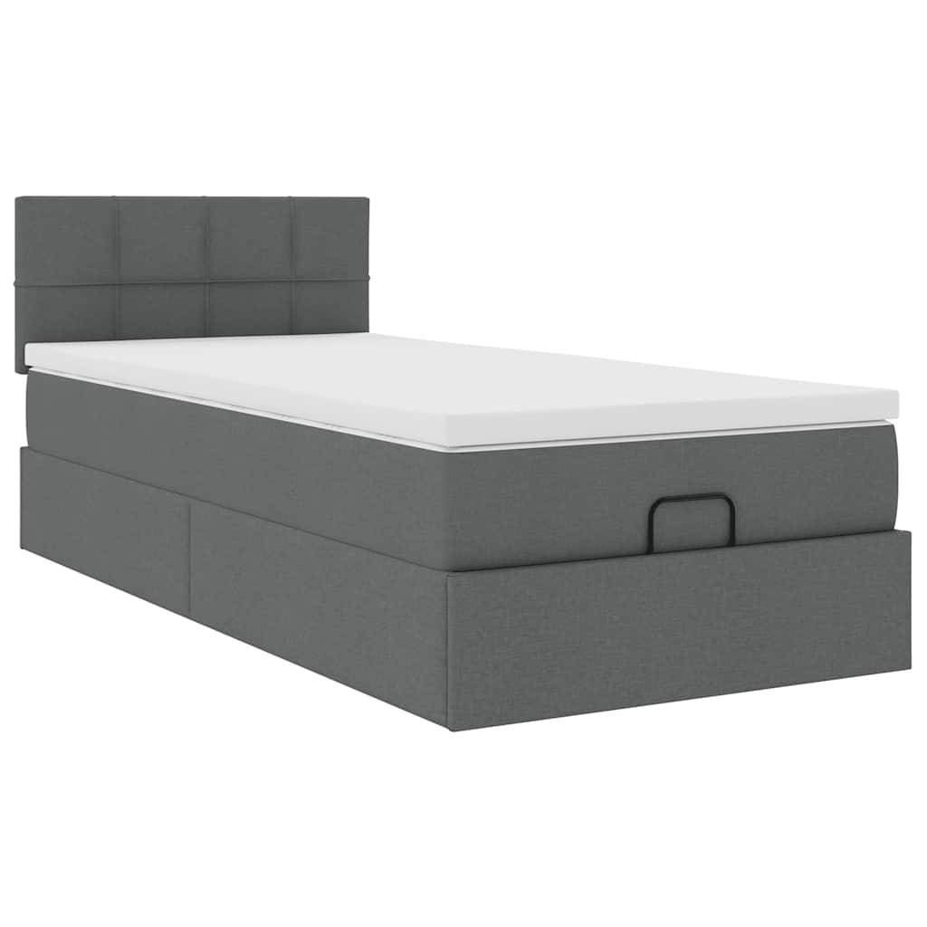 vidaXL Ottoman-Bett mit Matratze Dunkelgrau 90x190 cm Stoff