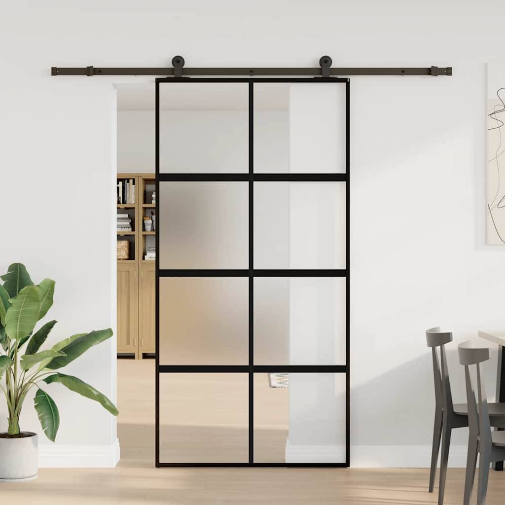 vidaXL Schiebetür mit Beschlag 102,5x205 cm Hartglas und Aluminium