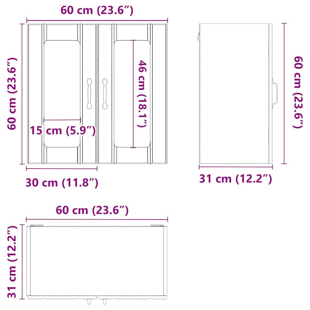 vidaXL Küchen-Hängeschrank mit Glastür Lucca Braun Eichen-Optik