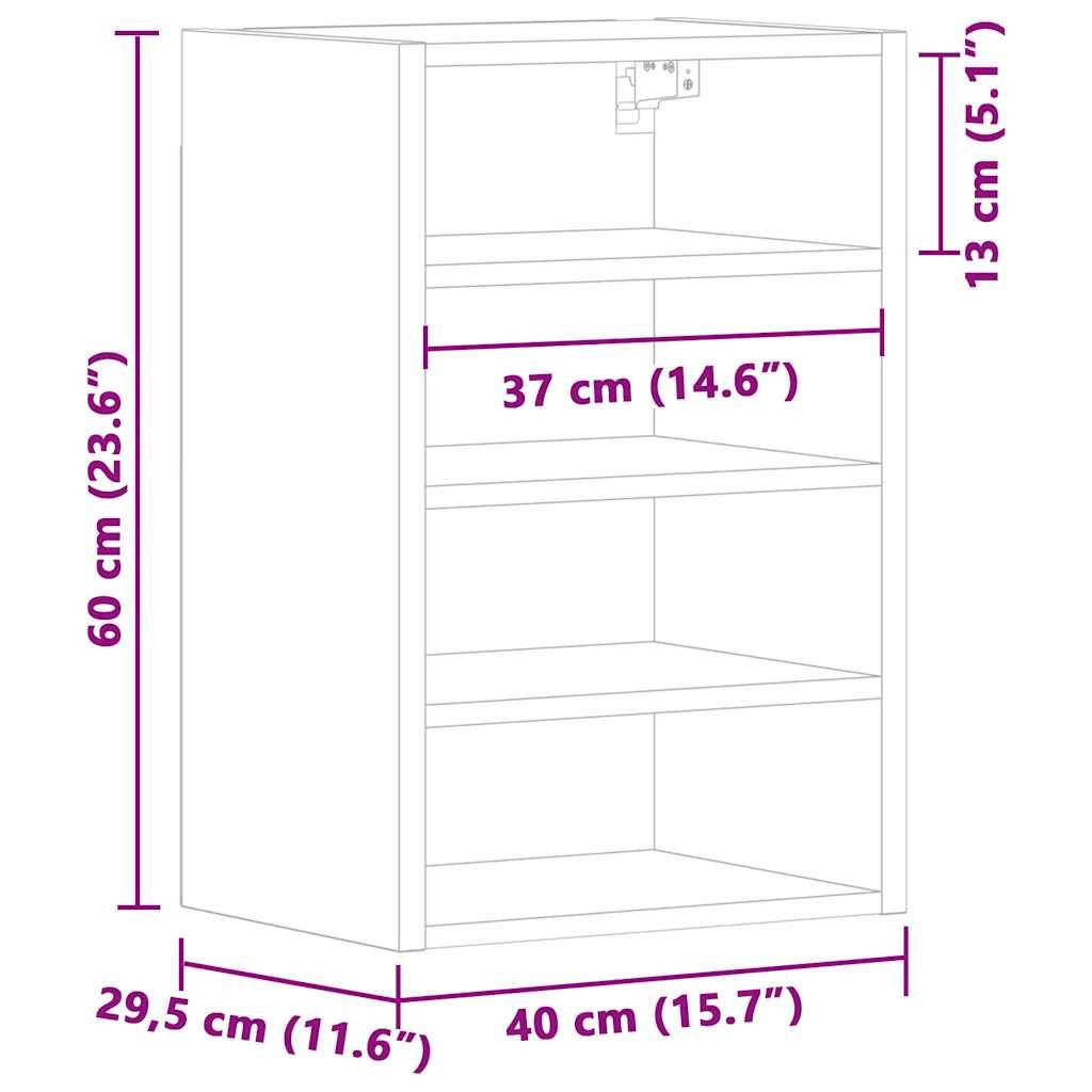 vidaXL Hängeschrank Riga Schwarz 40x29,5x60 cm Holzwerkstoff