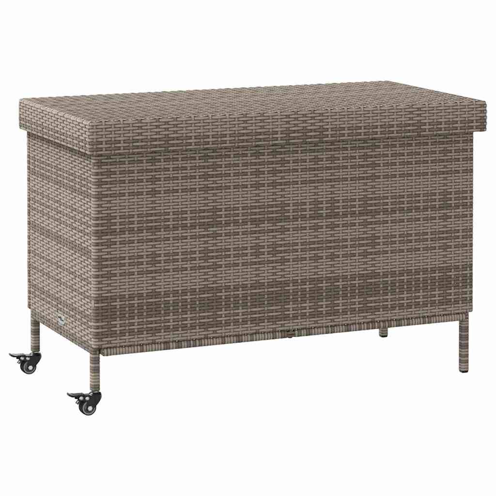 vidaXL Gartentruhe mit Rollen Grau 110x55x73 cm Poly Rattan