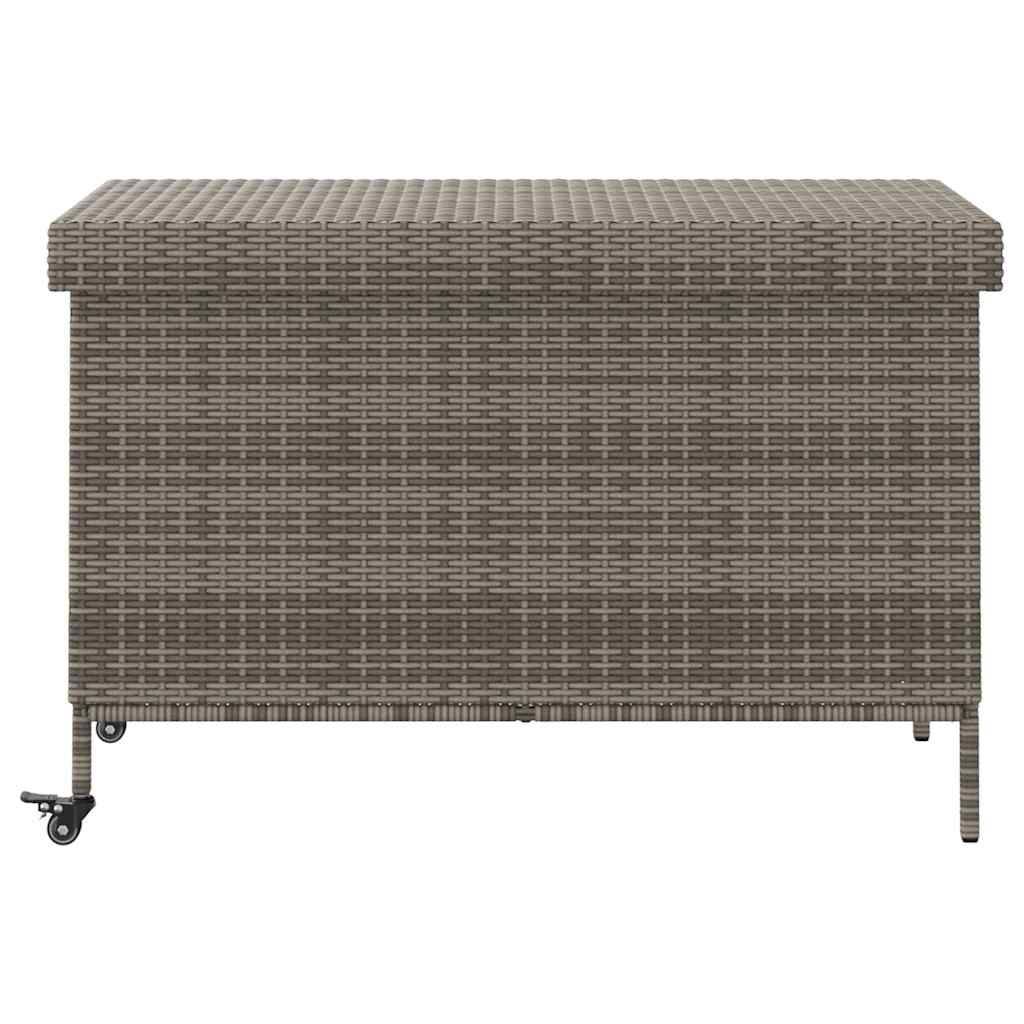 vidaXL Gartentruhe mit Rollen Grau 110x55x73 cm Poly Rattan