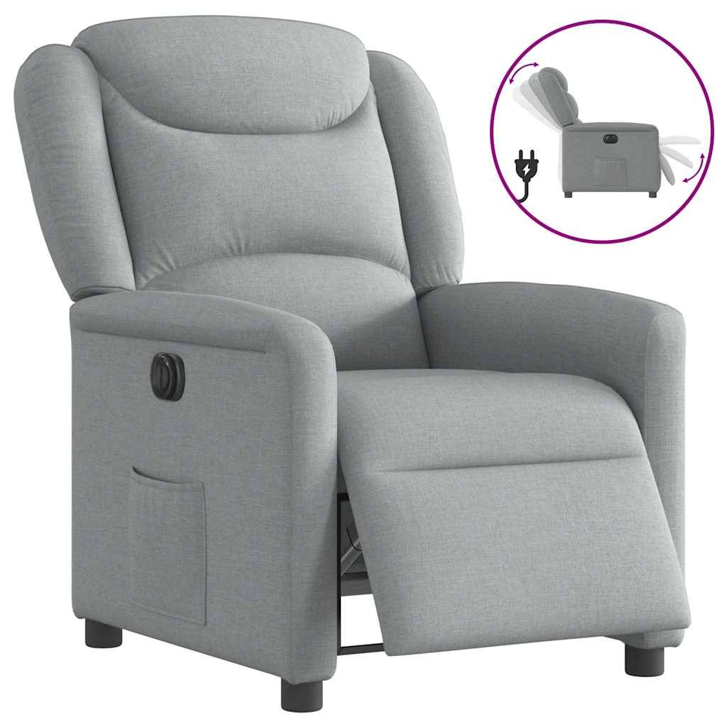 vidaXL Relaxsessel Elektrisch Hellgrau Stoff