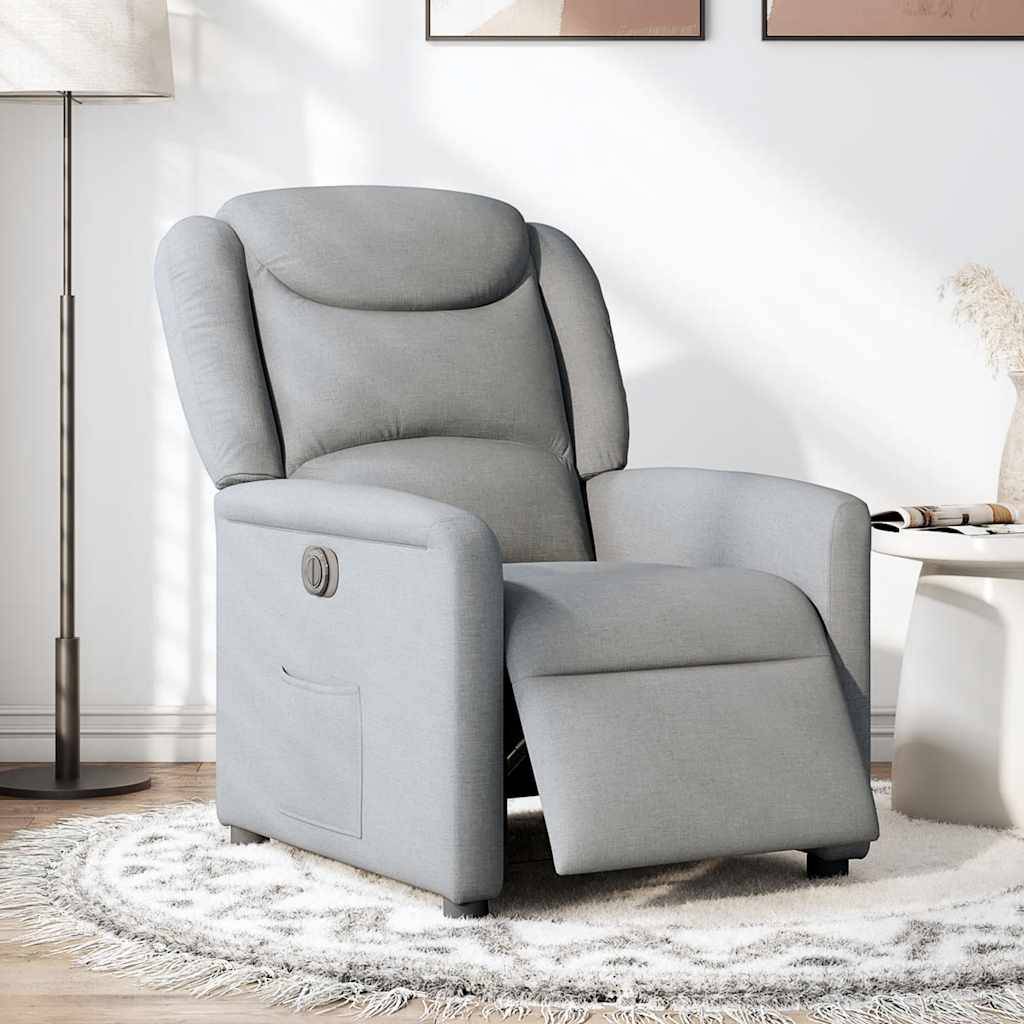 vidaXL Relaxsessel Elektrisch Hellgrau Stoff