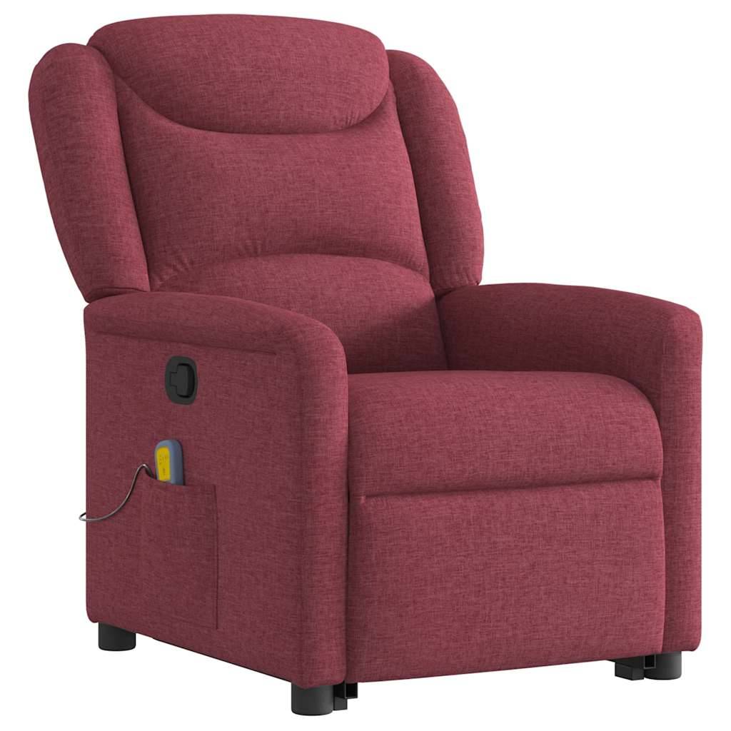 vidaXL Massagesessel mit Aufstehhilfe Weinrot Stoff