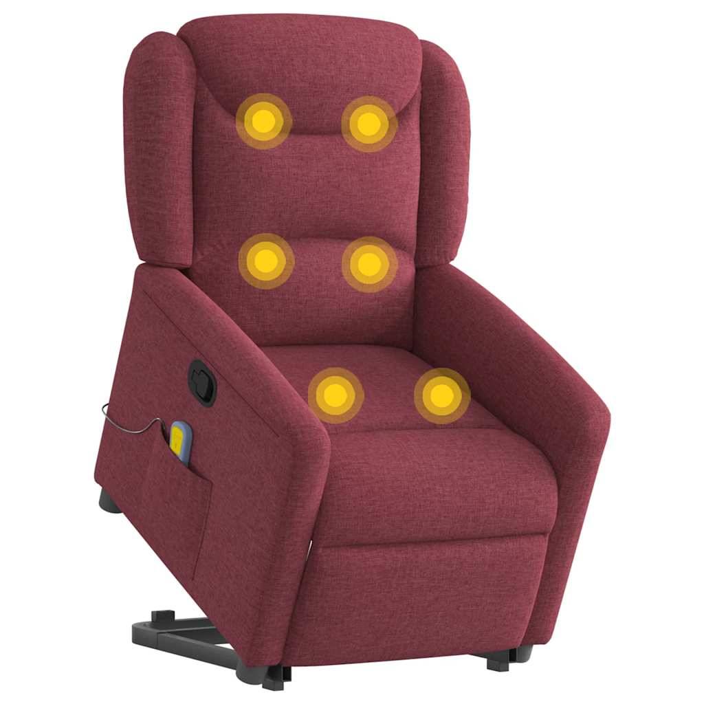 vidaXL Massagesessel mit Aufstehhilfe Weinrot Stoff