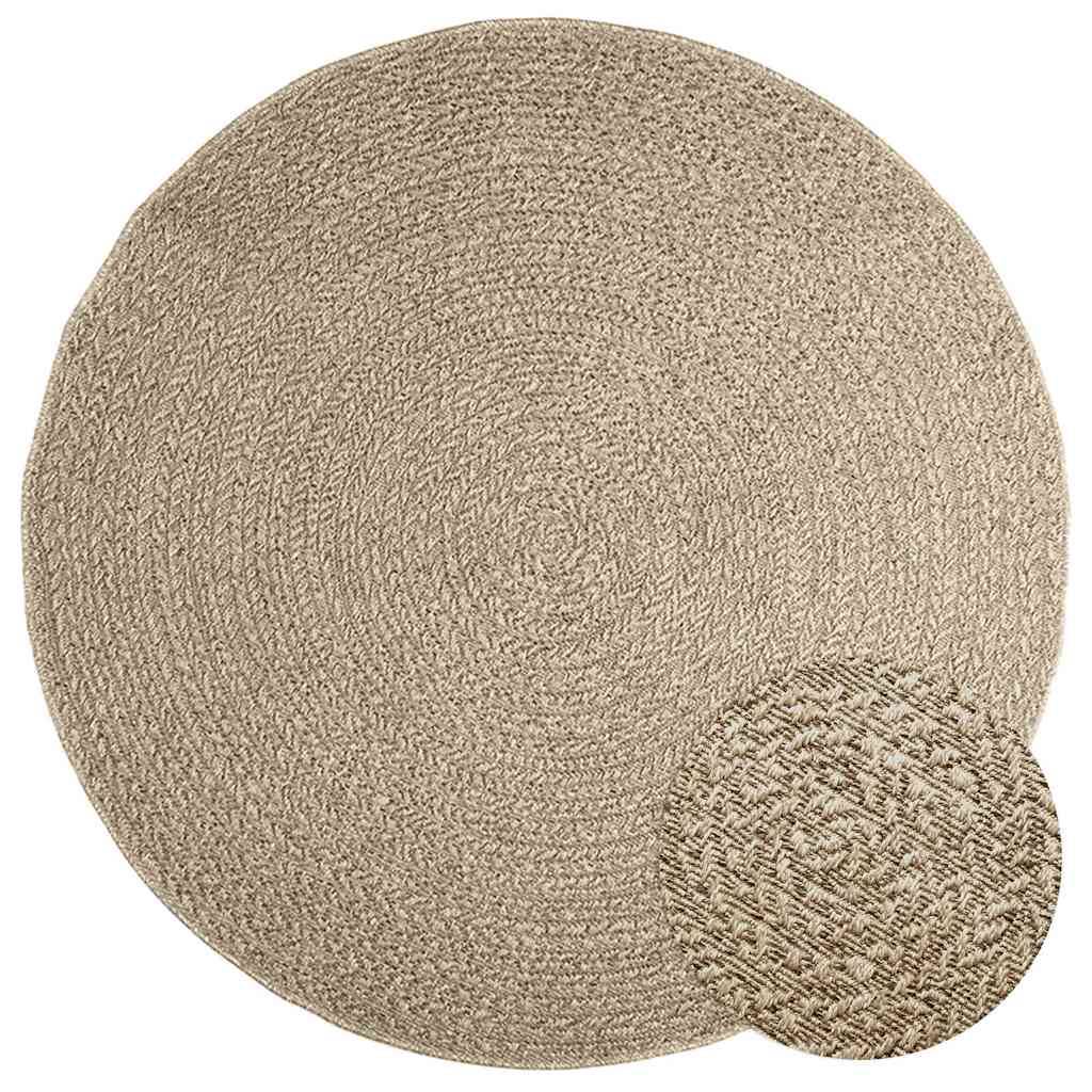 vidaXL Teppich ZIZUR Beige Ø 160 cm Jute-Optik Indoor und Outdoor