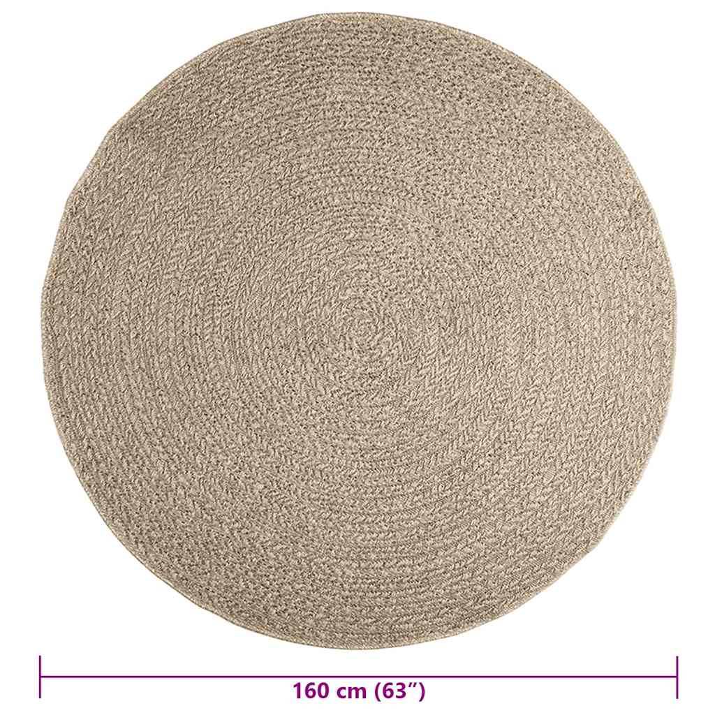 vidaXL Teppich ZIZUR Beige Ø 160 cm Jute-Optik Indoor und Outdoor