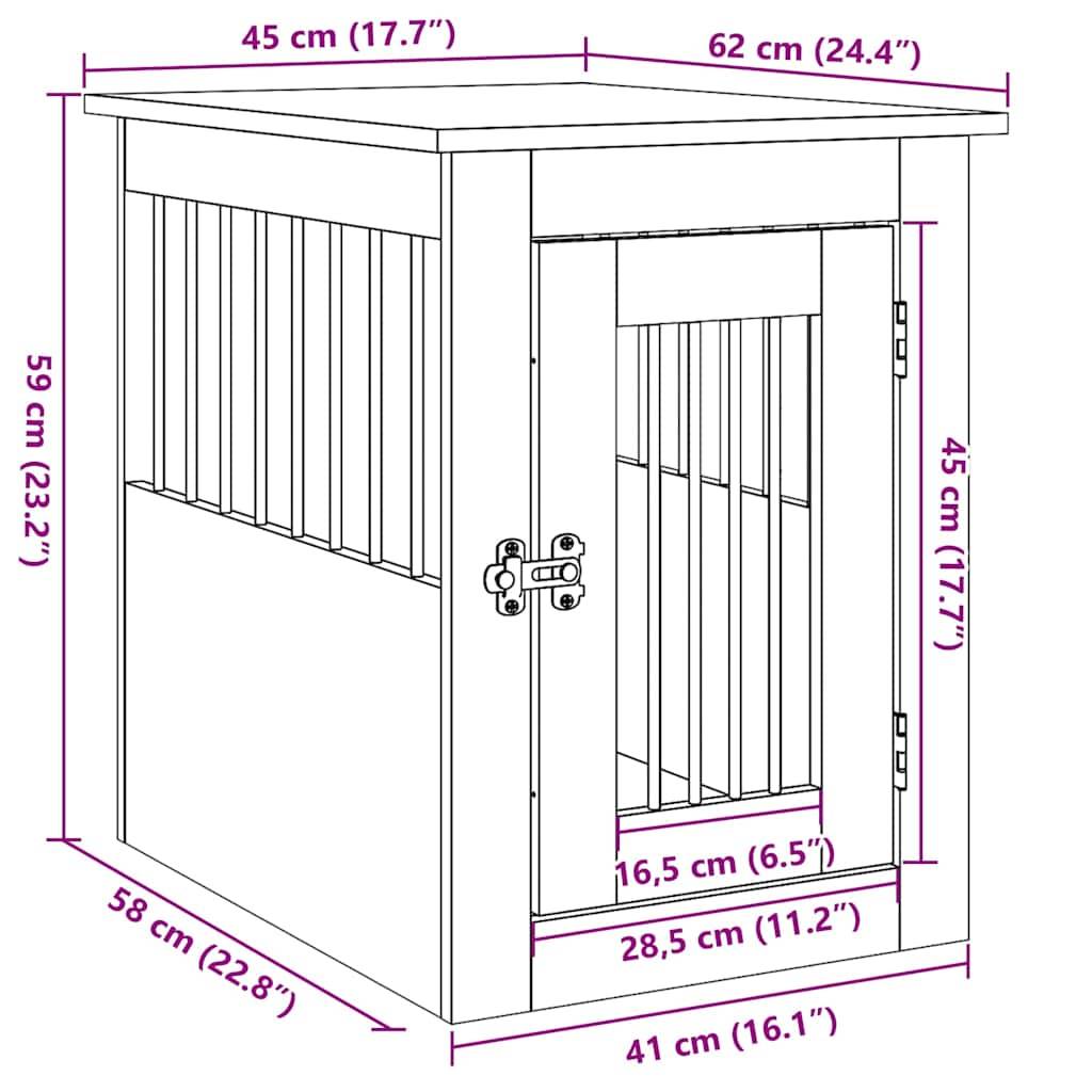 vidaXL Hundebox-Möbel Schwarze Eiche 62 x 45 x 59 cm Holzwerkstoff