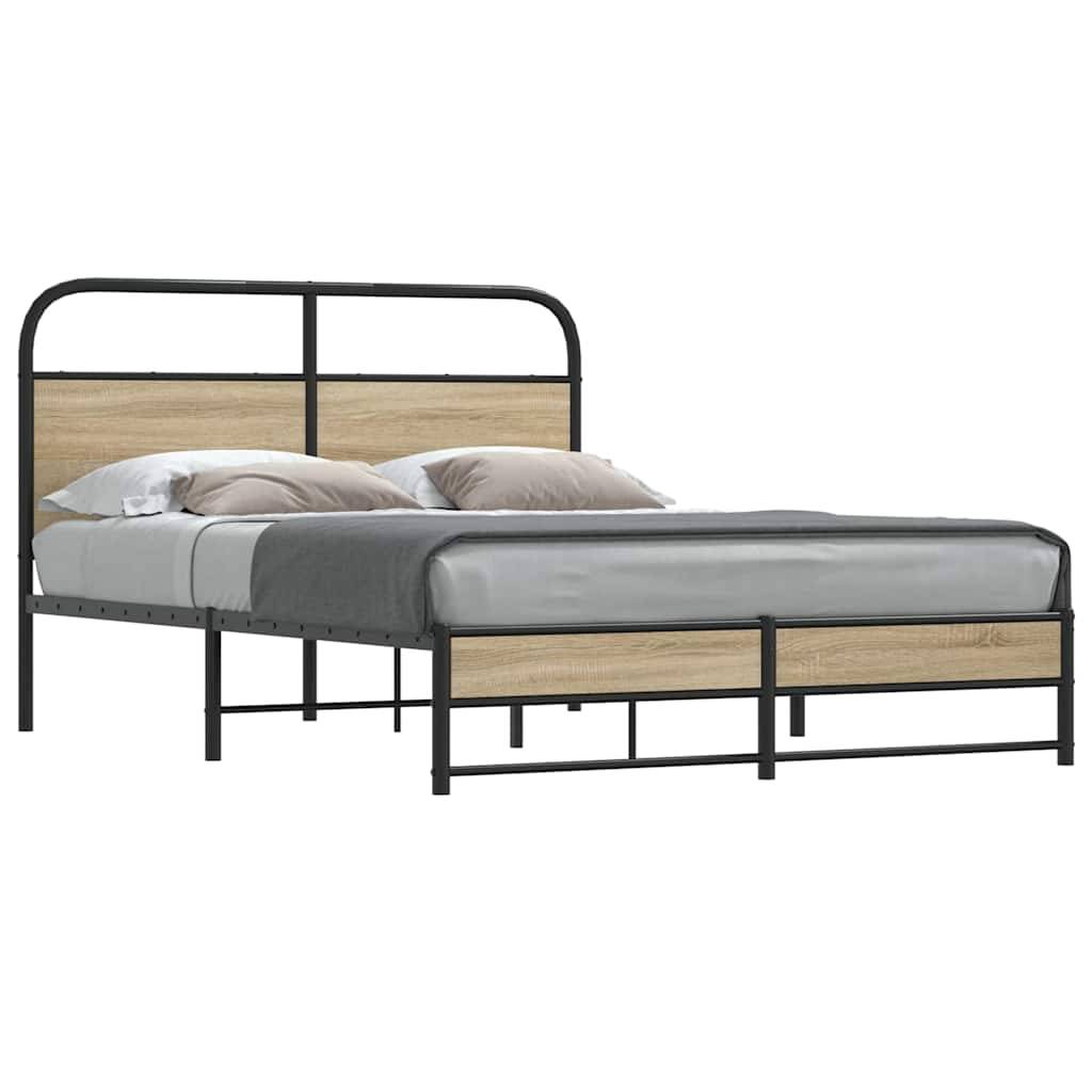 vidaXL Bettgestell ohne Matratze 140x190 cm Räuchereiche Holzwerkstoff