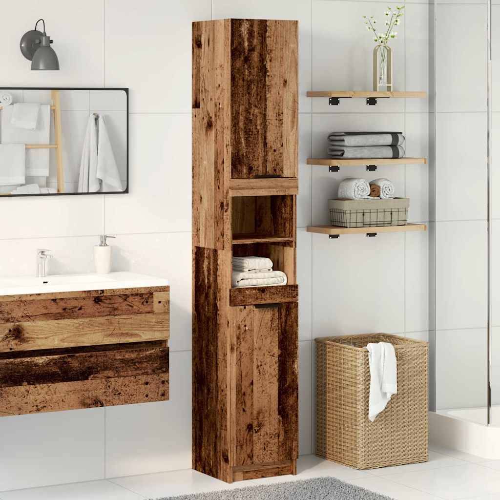 vidaXL Badschrank Altholz-Optik 32x34x188,5 cm Holzwerkstoff