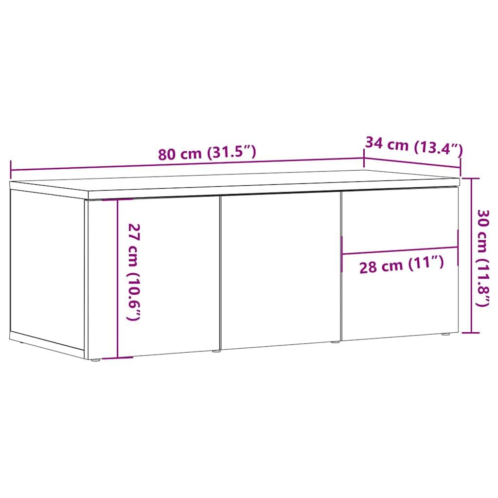 vidaXL TV-Schrank Altholz-Optik 80x34x30 cm Holzwerkstoff