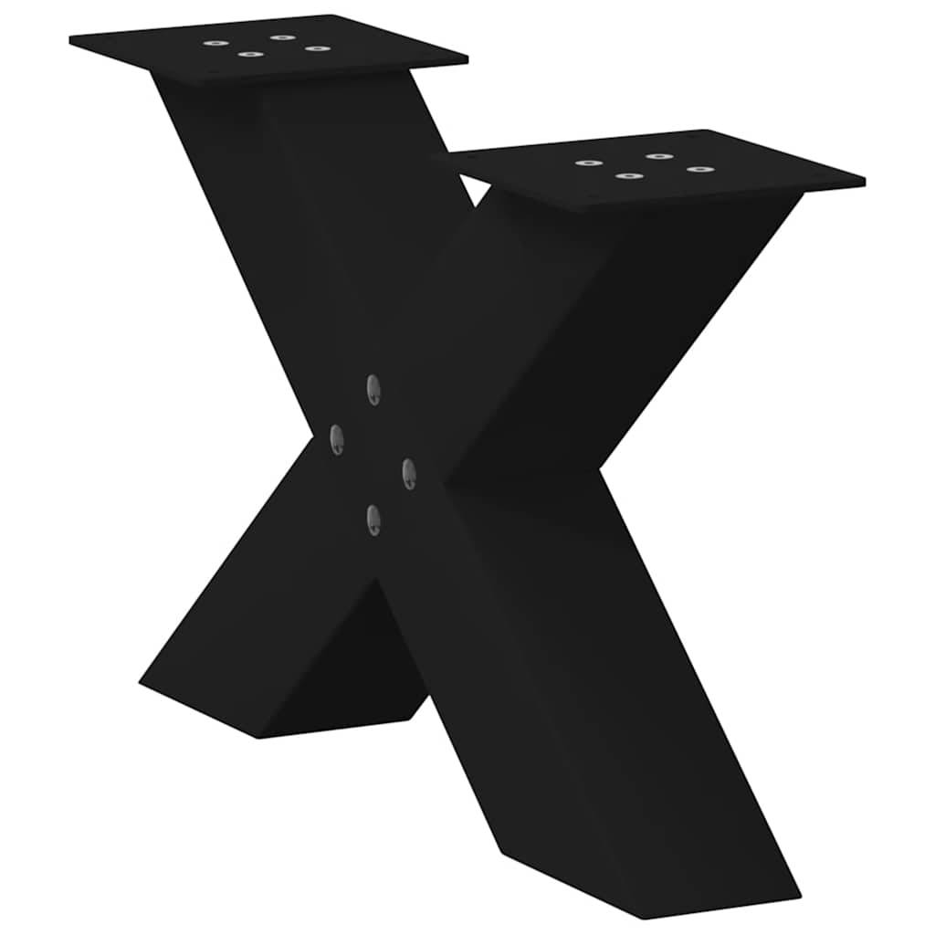 vidaXL Couchtischbeine X-Form 2 Stk. Schwarz 50x(30-31) cm Stahl