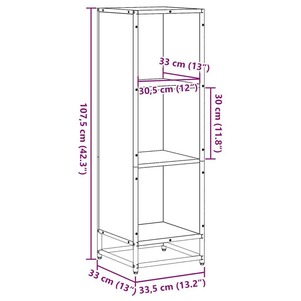 vidaXL Bücherregal Räuchereiche 33,5x33x107,5 cm Holzwerkstoff